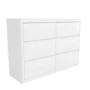 Wide White High Gloss 6 Drawer Chest of Drawers with Curved Edges - Lexi