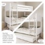 White Wooden Detachable Bunk Bed with Trundle - Luca