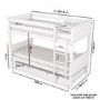 White Wooden Detachable Bunk Bed with Trundle - Luca