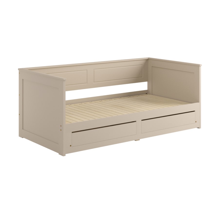 Double Wooden Day Bed with Trundle and Storage in Taupe - Lincoln