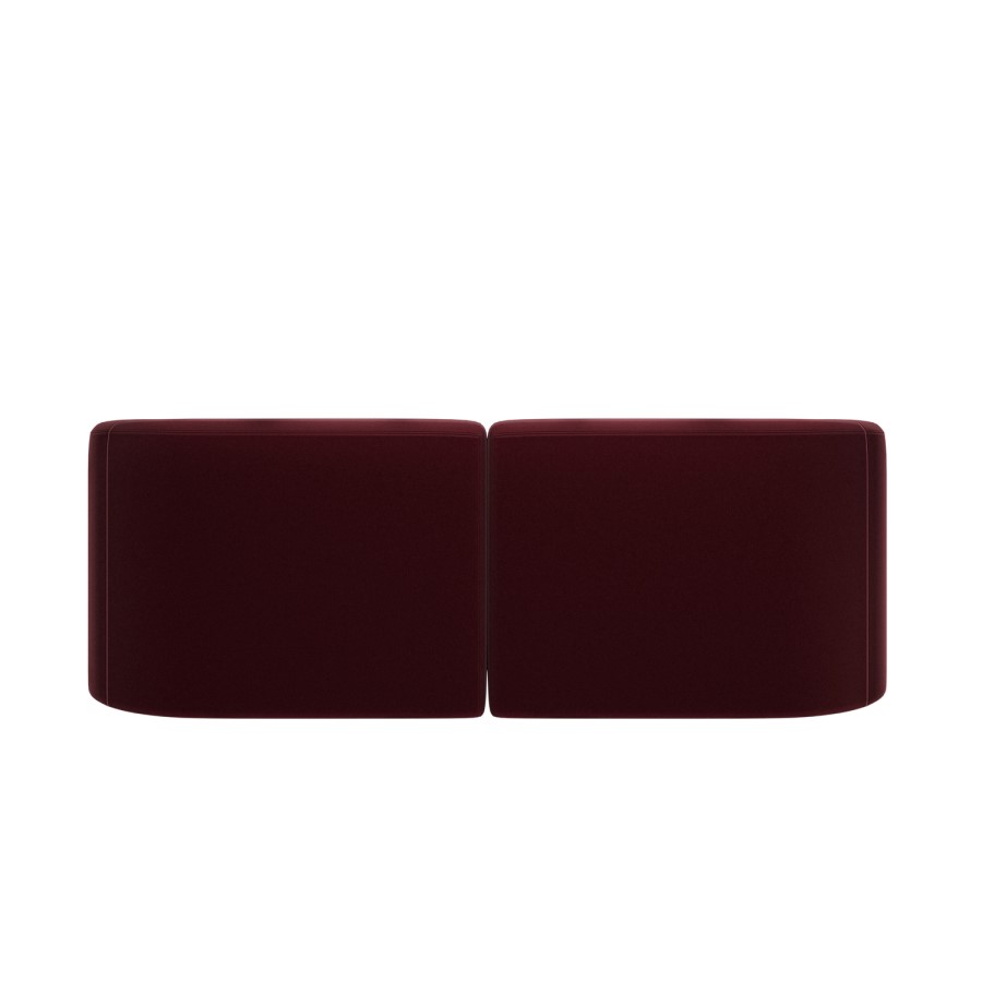 Burgundy Velvet Curved Modular 3 Seater Sofa - Laine
