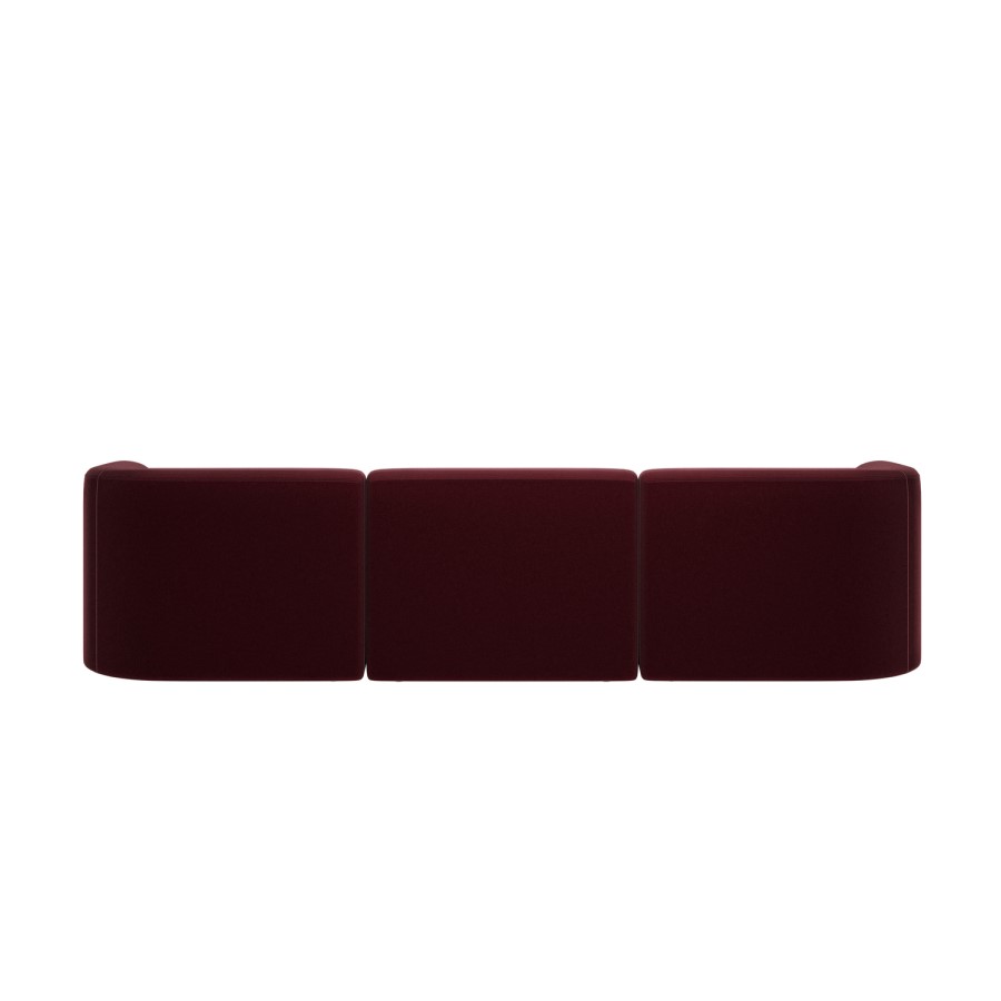 Burgundy Velvet Curved Modular 4 Seater Sofa - Laine