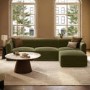 Large Olive Green Velvet Curved Modular 4 Seater Chaise Corner Sofa - Laine