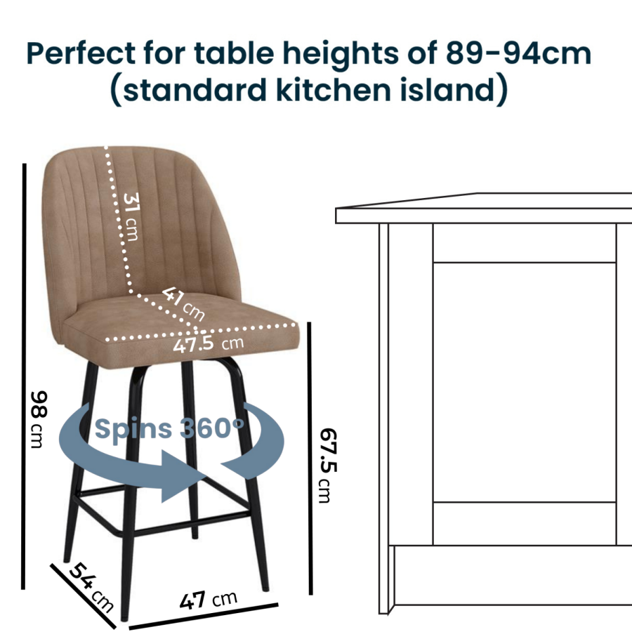 ONLY OPENED - Beige Faux Leather Swivel Kitchen Stool - Logan