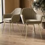 Set of 2 Mink Velvet Dining Chairs with Gold Legs - Logan