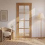Internal Oak Laminate Glazed Industrial Style Door with Clear Glass - Pre-Finished - 1981 x 762 x 35mm - Haringey - XL Joinery