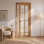 Internal Oak Laminate Glazed Industrial Style Door with Clear Glass - Pre-Finished - 1981 x 762 x 35mm - Haringey - XL Joinery