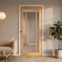 Internal Oak Laminate Glazed Industrial Style Door with Clear Glass - Pre-Finished - 1981 x 762 x 35mm - Redbridge - XL Joinery