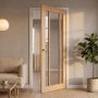 Internal Oak Laminate Glazed Industrial Style Door with Clear Glass - Pre-Finished - 1981 x 762 x 35mm - Redbridge - XL Joinery
