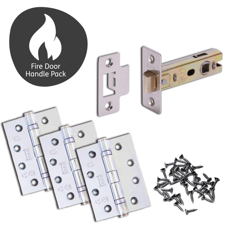 Internal Silver Polished Chrome Lever Door Handle with Latch and Hinges Pack - 65mm Latch - Loire - XL Joinery