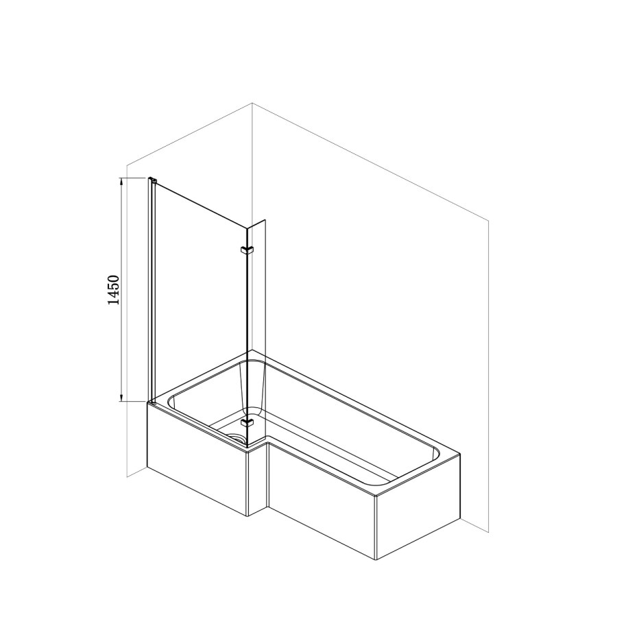 L Shaped Shower Bath with Front Panel & Chrome Bath Screen, Left Hand 1700 x 850mm - Lomax