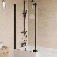 Lomax L Shape 1450mm 6mm Matt Black Bath Screen