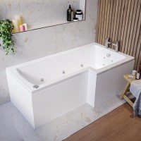 L Shape Whirlpool Spa Shower Bath, Right Hand 1700 x 850mm - Lomax