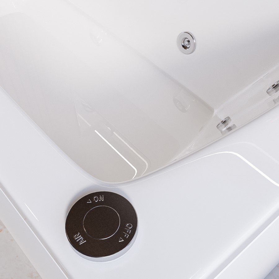 L Shape Whirlpool Spa Shower Bath, Right Hand 1700 x 850mm - Lomax
