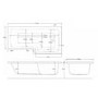 L Shape Whirlpool Spa Shower Bath, Right Hand 1700 x 850mm - Lomax