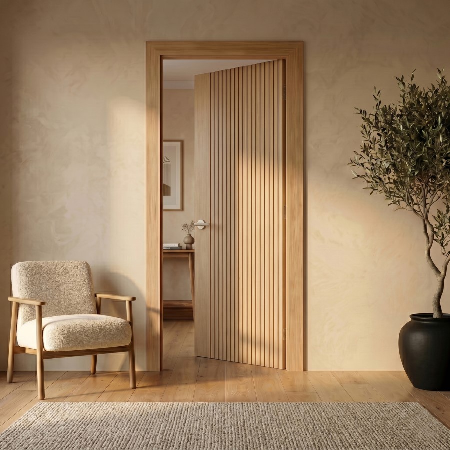 Internal Oak Laminate Door - Pre-Finished - 1981 x 686 x 35mm - Stria - XL Joinery