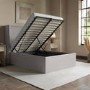 Grey Upholstered Double Ottoman Bed with Winged Headboard - Loxley
