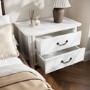 Wide White 2 Drawer Bedside Table - Loretta