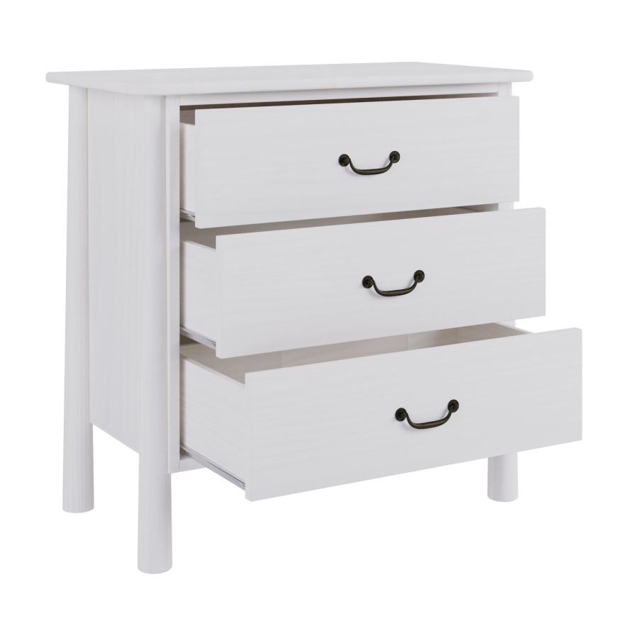 White 3 Drawer Chest of Drawers - Loretta