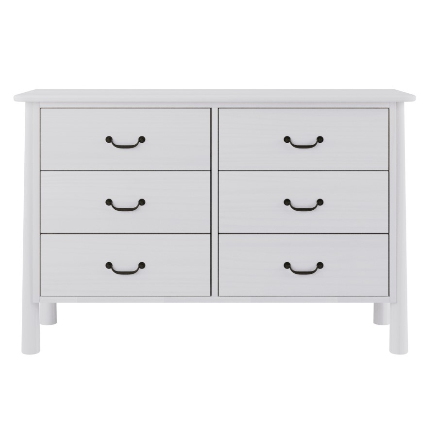 Large White 6 Drawer Chest of Drawers - Loretta