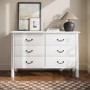 Large White 6 Drawer Chest of Drawers - Loretta