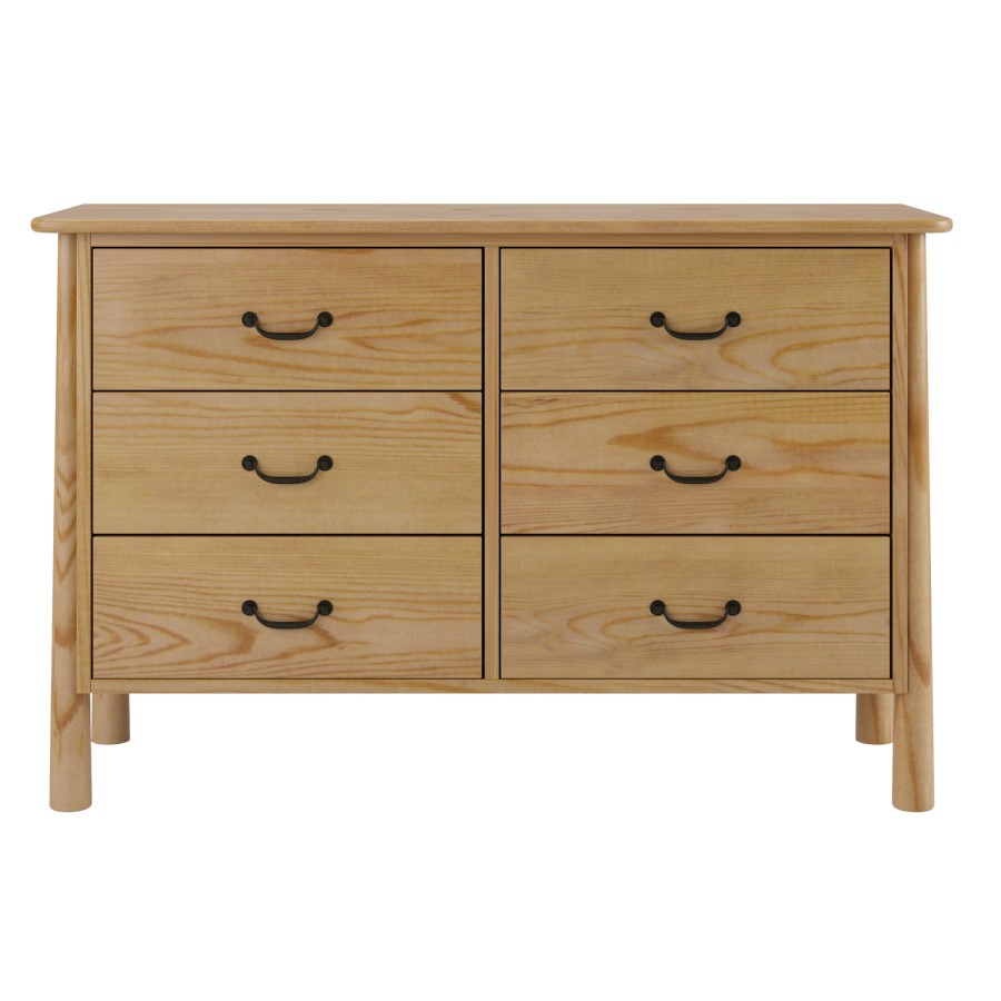 Large Light Wood 6 Drawer Chest of Drawers - Loretta