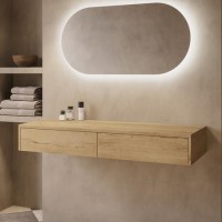 1200mm Wood Effect Wall Hung Double Countertop Vanity Unit - Lugo