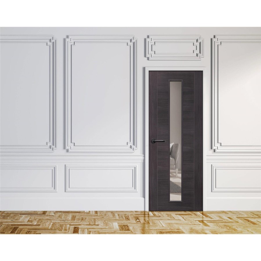 Internal Grey Laminate Glazed Door with Clear Glass - Pre-Finished - 1981 x 610 x 35mm - Forli - XL Joinery