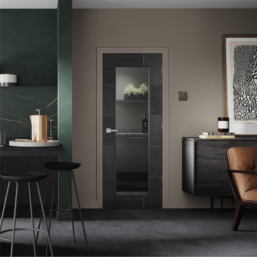 Internal Grey Laminate Fully-Glazed Door with Clear Glass - Pre-Finished - 1981 x 686 x 35mm - Ravenna - XL Joinery
