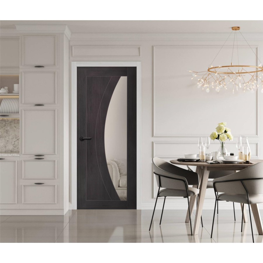 Internal Grey Laminate Glazed Door with Clear Glass - Pre-Finished - 1981 x 610 x 35mm - Salerno - XL Joinery
