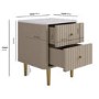 Taupe 2-Drawer Marble Top Fluted Bedside Table - Lucia