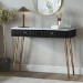 Black Marble Effect Top Fluted Dressing Table with Drawers - Lucia