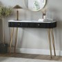 Black Marble Effect Top Fluted Dressing Table with Drawers - Lucia