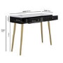 Black Marble Effect Top Fluted Dressing Table with Drawers - Lucia