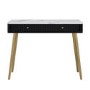 Black Marble Effect Top Fluted Dressing Table with Drawers - Lucia