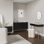 Black Marble Effect Top Fluted Dressing Table with Drawers - Lucia