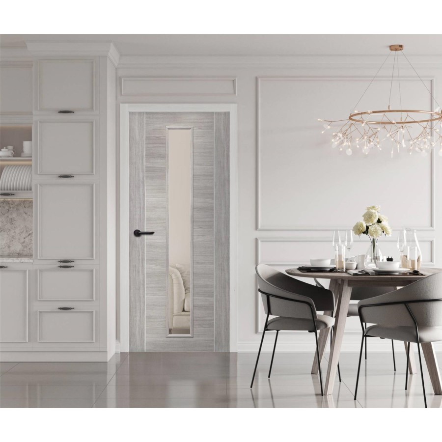 Internal Grey Laminate Glazed Door with Clear Glass - Pre-Finished - 1981 x 610 x 35mm - Forli - XL Joinery