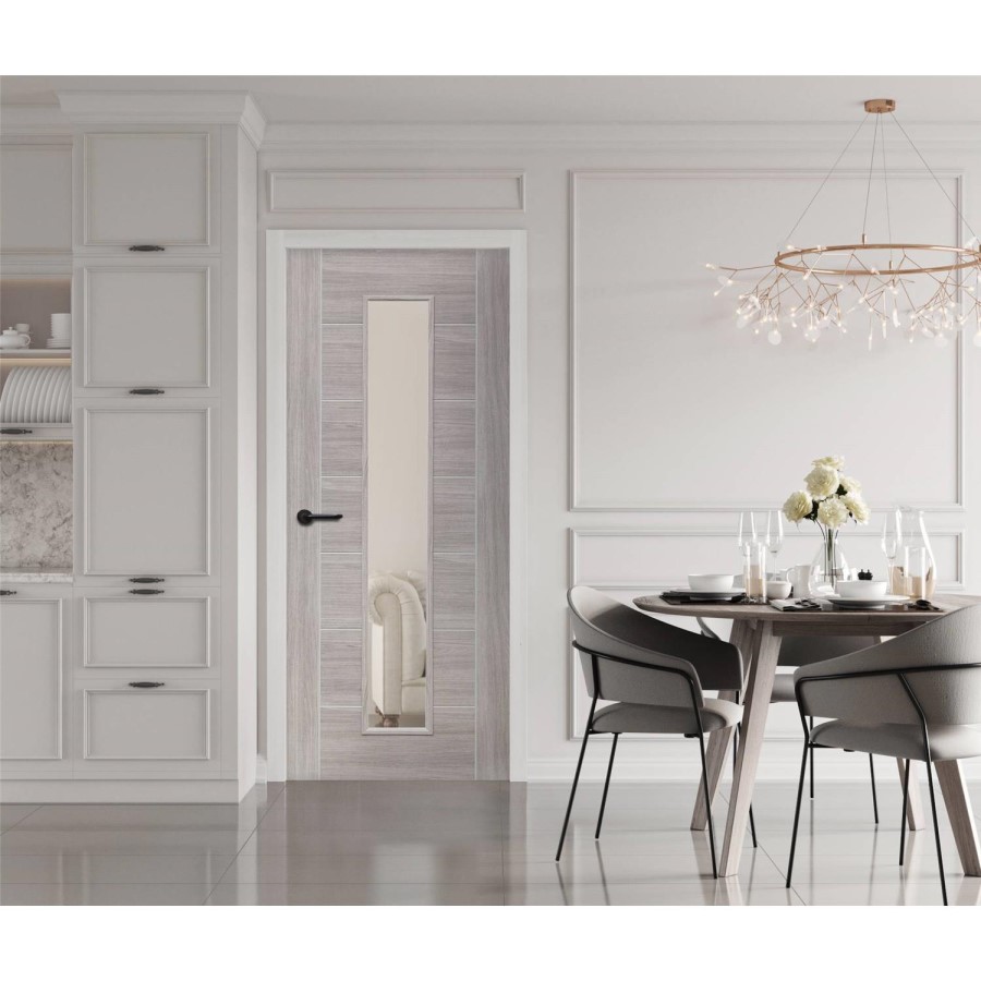 Internal Grey Laminate Glazed Door with Clear Glass - Pre-Finished - 1981 x 838 x 35mm - Palermo - XL Joinery
