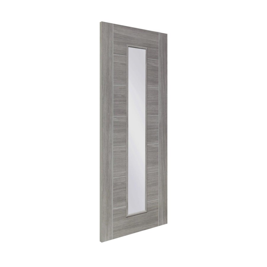 Internal Grey Laminate Glazed Door with Clear Glass - Pre-Finished - 2040 x 926 x 40mm - Palermo - XL Joinery