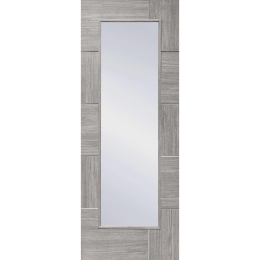 Internal Grey Laminate Fully-Glazed Door with Clear Glass - Pre-Finished - 2040 x 826 x 40mm - Ravenna - XL Joinery