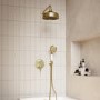 Brushed Brass Traditional 200mm Shower Head & Wall Arm - Lyla