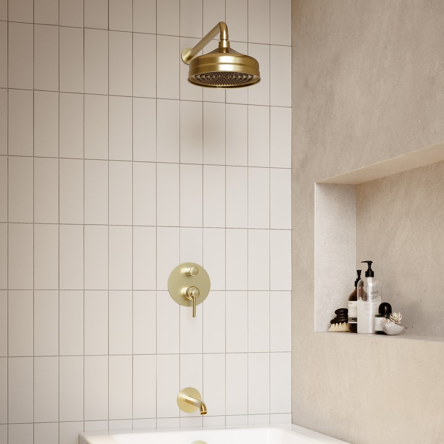 Brushed Brass Traditional Wall Mounted Bath Spout - Lyla