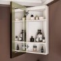 Single Door Corner Brass Bathroom Mirror Cabinet with Lights 300 x 600mm - Lykos