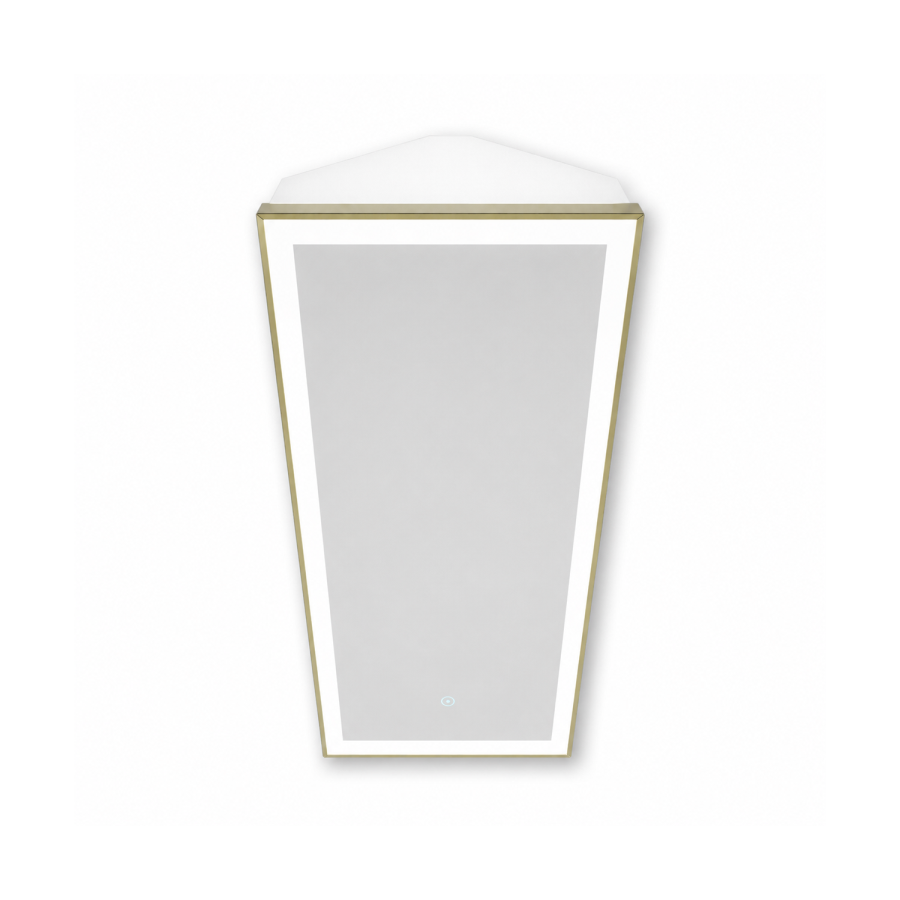 Single Door Corner Brass Bathroom Mirror Cabinet with Lights 300 x 600mm - Lykos