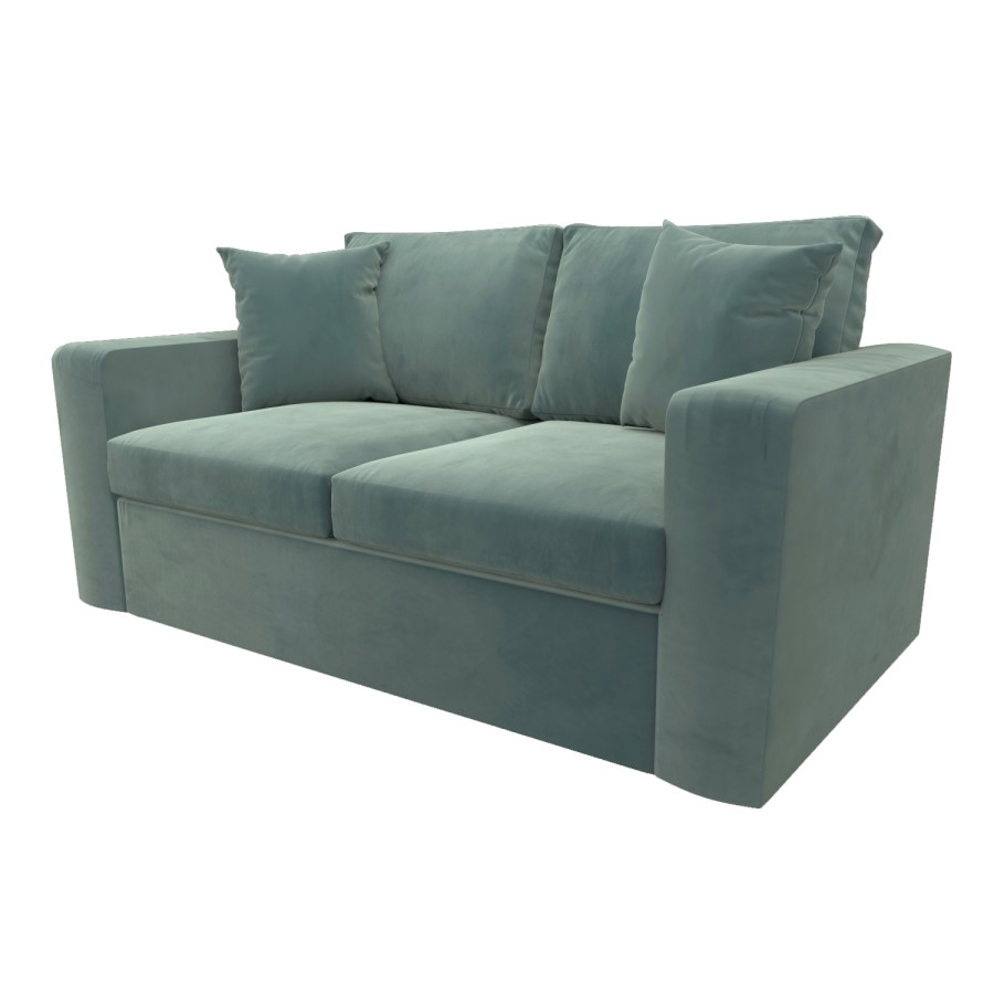 2 Seater Pull-Out Sofa Bed in Teal Green Velvet - Layton