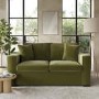 2 Seater Pull-Out Sofa Bed in Olive Green Velvet - Layton