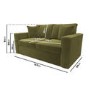 2 Seater Pull-Out Sofa Bed in Olive Green Velvet - Layton
