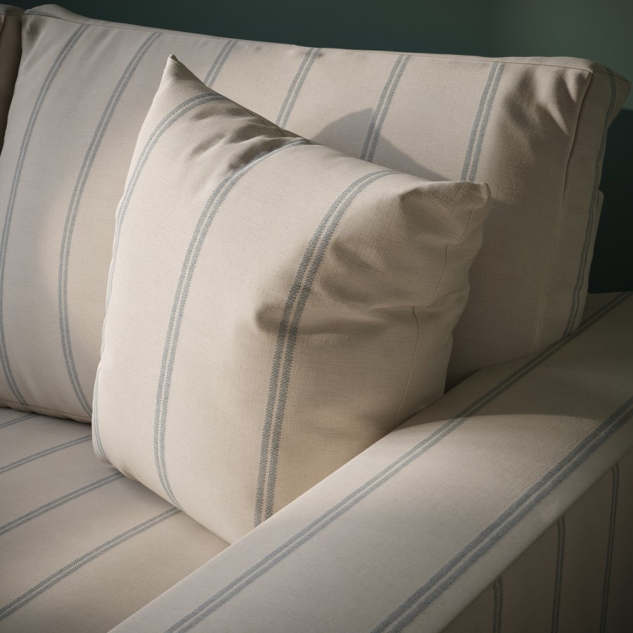 2 Seater Pull-Out Sofa Bed in Blue Stripe Chenille - Layton 