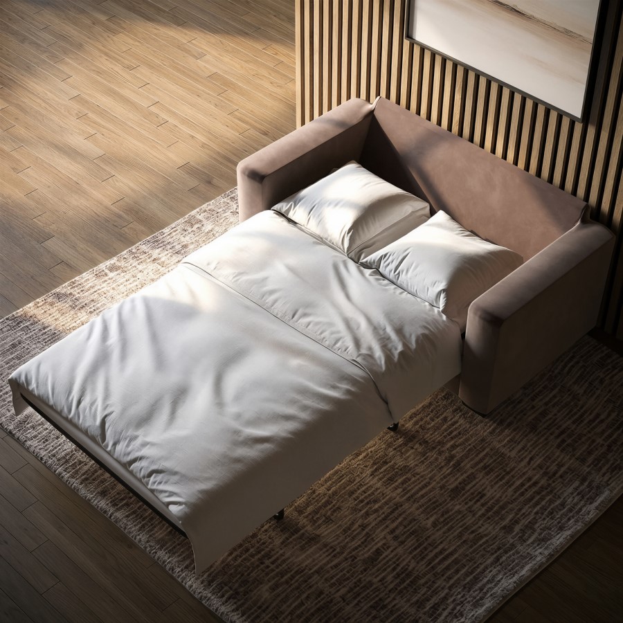 2 Seater Pull-Out Sofa Bed in Mink Velvet - Layton 