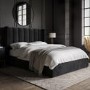 Black Velvet Double Ottoman Bed with Winged Headboard - Maddox